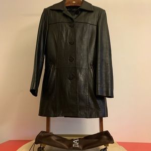 WONDERFUL DANIER Soft LEATHER COAT With Zipped VEST, women S / DUST BAG &COVER